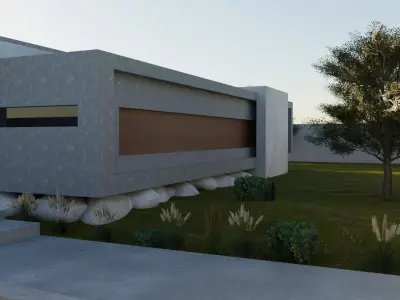 Modern Concrete House 3D model Low-poly 3D model