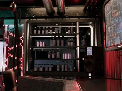 High-End Cyberpunk Apartment Scene v14 - Hackers Lair 3D model