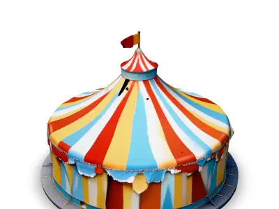 Striped Circus Tent 3D Model Low-poly 3D model