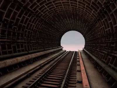 Railway tunnel Low-poly 3D model