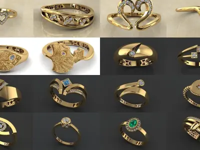 Women Wedding Engagement Ring 76 Pieces 3D Model Pack