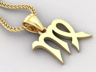 Virgo Light Gold Pendant Version 5 3D print model