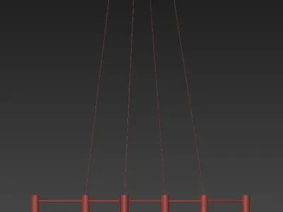Matrix modern chandelier with brass and lights 3D model