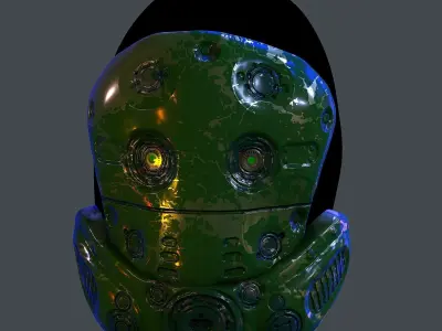 Gas mask helmet scifi Low-poly character art game space  Low-poly 3D model order