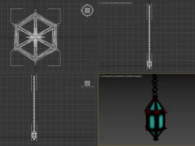 Hanging Iron Lantern Glowing Low-poly 3D model