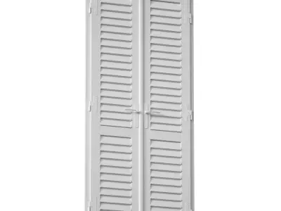 Wooden shutters blinds door and window 3D model