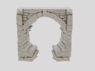 Fantasy Stone Bridge Pillar Ruin for 3D print Low-poly 3D model