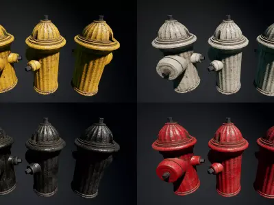 Fire hydrant Low-poly 3D model 33