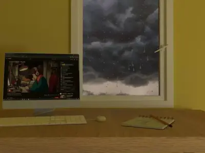 Rainy scene 3D model