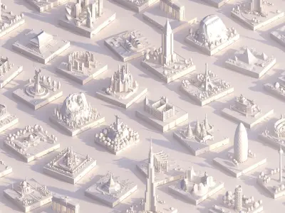  Polygonia Cartoon Low Poly Landmarks Mega Pack 