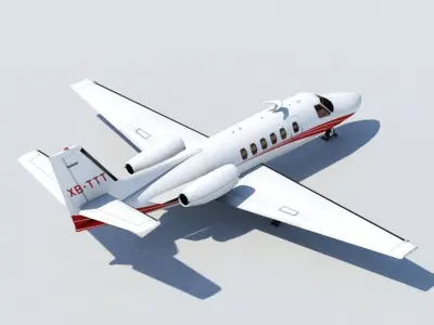 Cessna CITATION C550 Static low poly  Blank business jet GA Low-poly 3D model