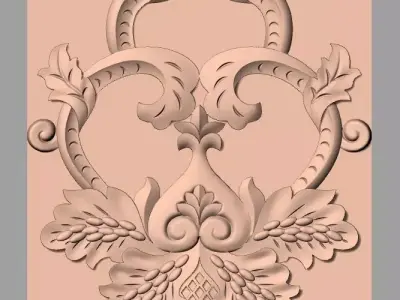 Door flower 3D relief STL Model for CNC woodworking carving E267 3D model