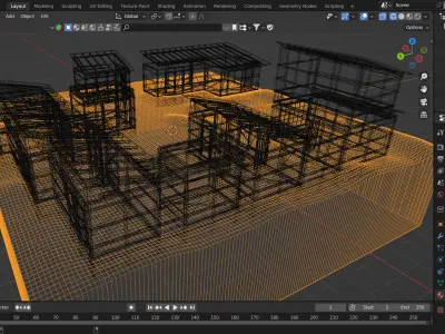 Village Houses Low-poly 3D model