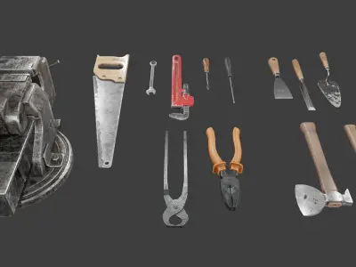 tools with render scene Low-poly 3D model