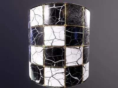 Marble tiles in gold frame Texture