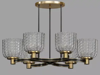 HARLOW chandelier with glass shades and brass finish 3D model