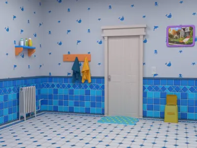 Cartoon Bathroom Low-poly 3D model purchase