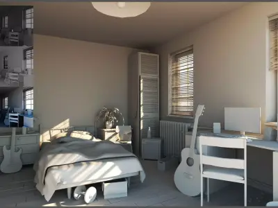 interior lighting and rendering Low-poly 3D model