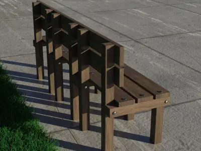 wood bench 3D model