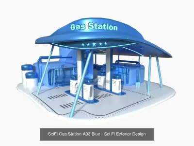 10 Sci Fi Buildings Collection C - Blue - Exterior Design 3D Model Pack