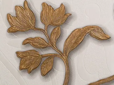 Champagne Floral Relief Wallpaper Texture