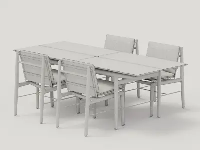 DWR Finn dining table and Finn dining chair  3D model