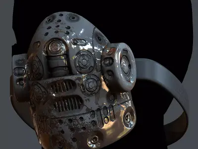 Gas mask helmet 3d model scifi Low-poly Low-poly 3D model