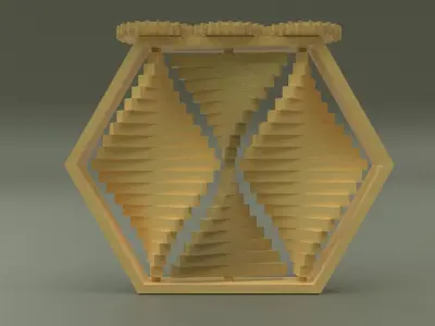 Wooden wind spinner 3D model