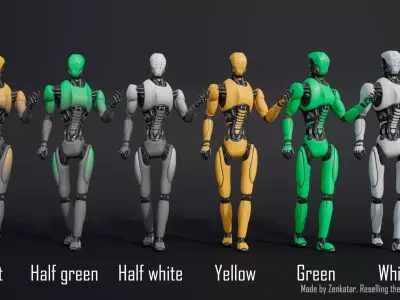 Rigged colored robot Low-poly 3D model