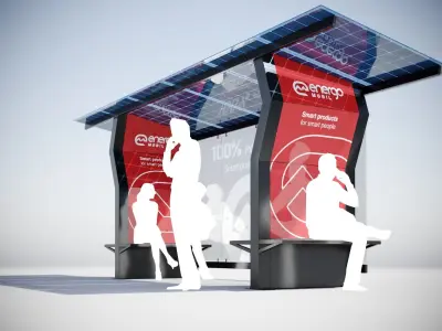 Solar Battery Bus Stop 3D model