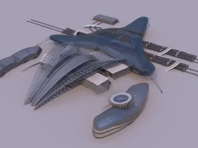 0155 - Train Station Building 3D model