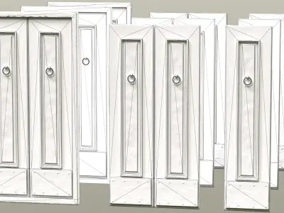 Front Wooden Double Door old dirty Free low-poly 3D model