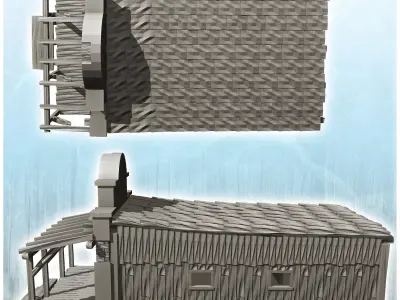 Western store with entrance awning and annex 23 - Cowboy USA Ame 3D print model