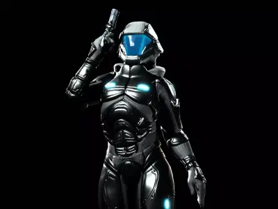 Space Moon Guardian Warrior Low-poly 3D model