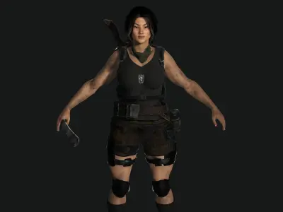 AAA 3D REALISTIC FEMALE CHARACTER -ASIAN SURVIVOR APOCALYPTIC 6 Low-poly 3D model