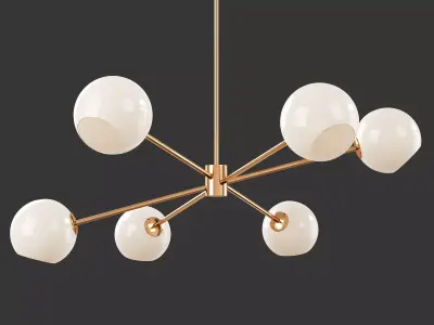 Staggered Glass 6-Light Chandelier - Milk Low-poly 3D model