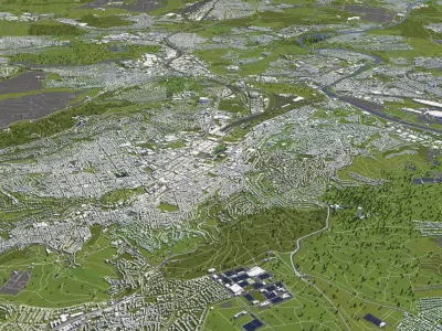Stuttgart Germany 50x50km 3D City Map 3D model