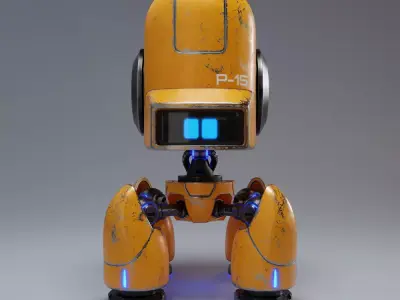 Cute Spider Robot Yellow 3D model