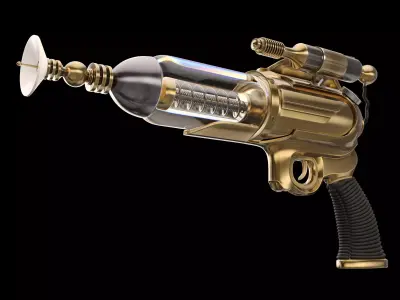 Ray gun Steampunk Low-poly 3D model