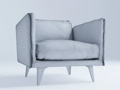 Messina Leather Arm Chair 3D model