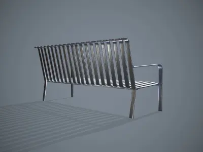Metal Bench Low-poly 3D model