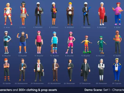 City Characters Low-poly 3D model