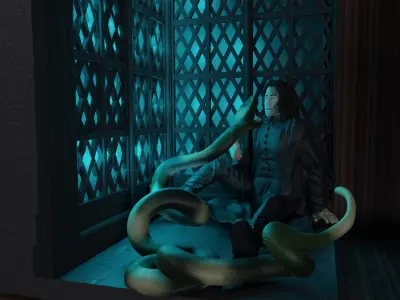 Book Nook Lamp Death of Severus Snape by Nagini Harry Potter 3D print model