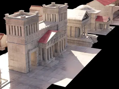 detail medieval rome buildings made with blender 3D model