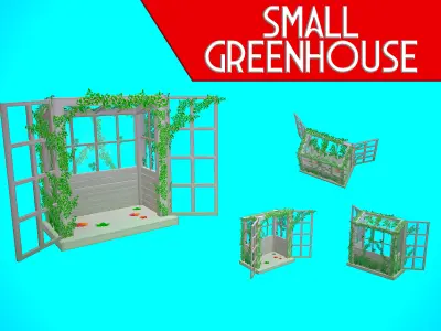 SMALL GREENHOUSE CARTOON STYLIZED Low-poly 3D model
