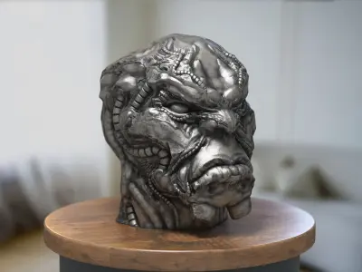 Robot deamon Headphone Stand Skull demon robot Cyborg Headset  3D print model