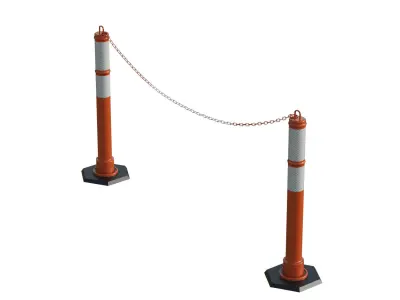 Delineator Posts With Chain Low-poly 3D model