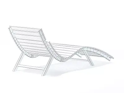 Wooden Deck Chair 3D Model 3D model