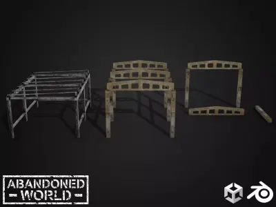 Abandoned Parts Of Hangar Low-poly 3D model