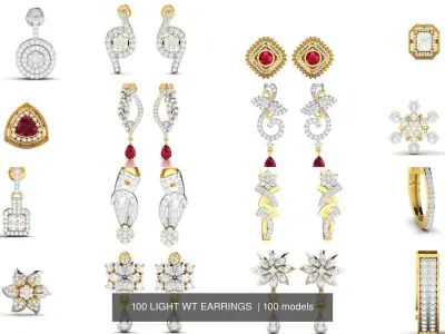 100 LIGHT WT EARRINGS  3D Model Pack